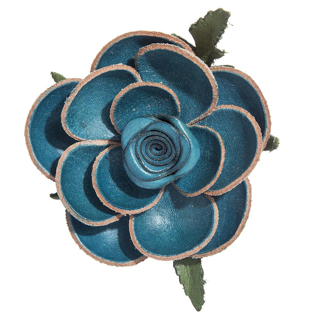 hand made real genuine leather flower brooch