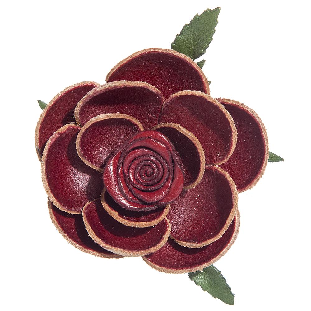 hand made real genuine leather flower brooch