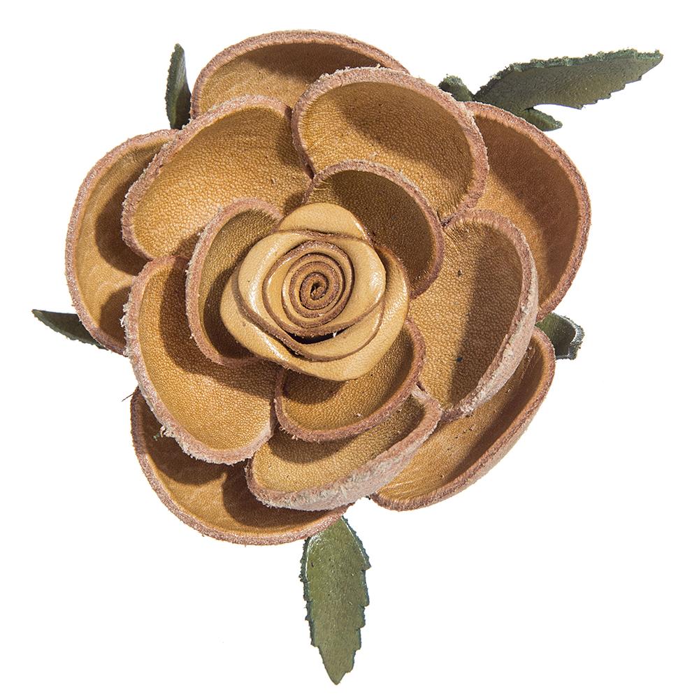 hand made real genuine leather flower brooch