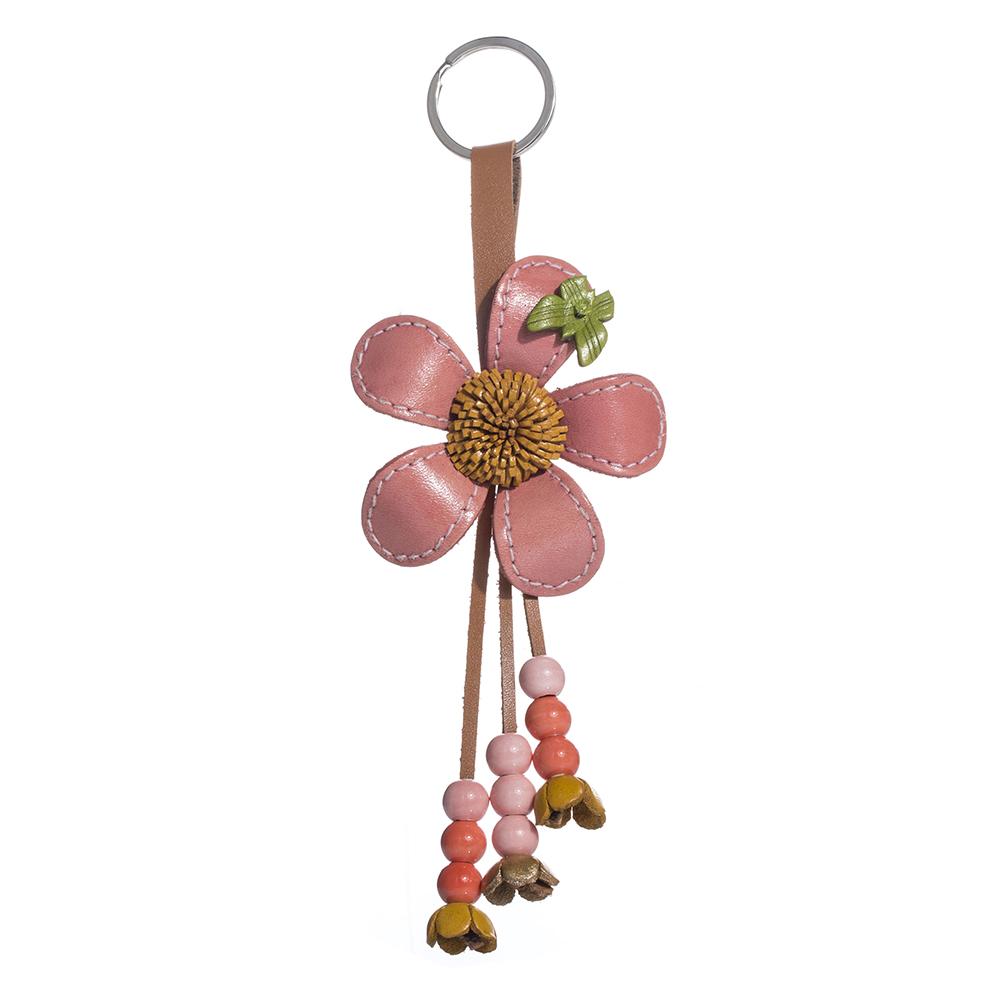Leather on sale flower keychain