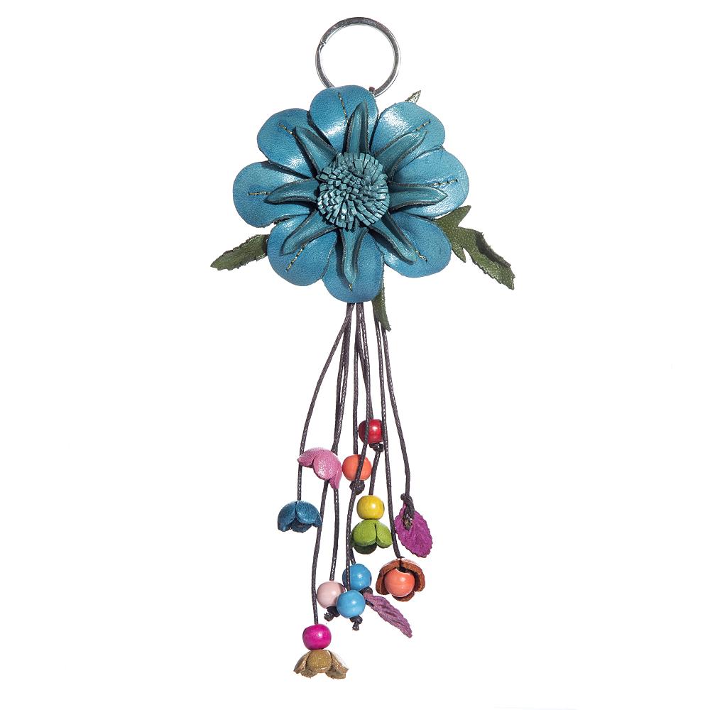 hand made real genuine leather flower keychain bag charm hang tag