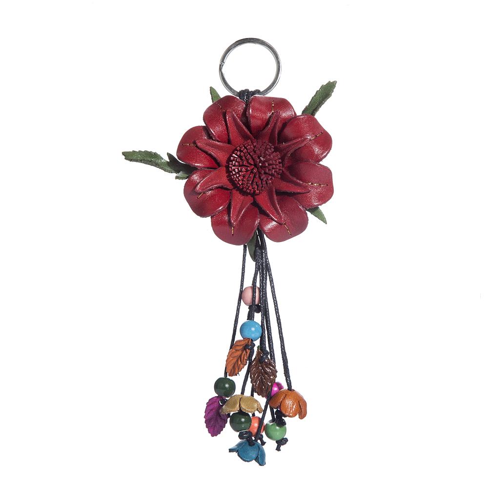 hand made real genuine leather flower keychain bag charm hang tag