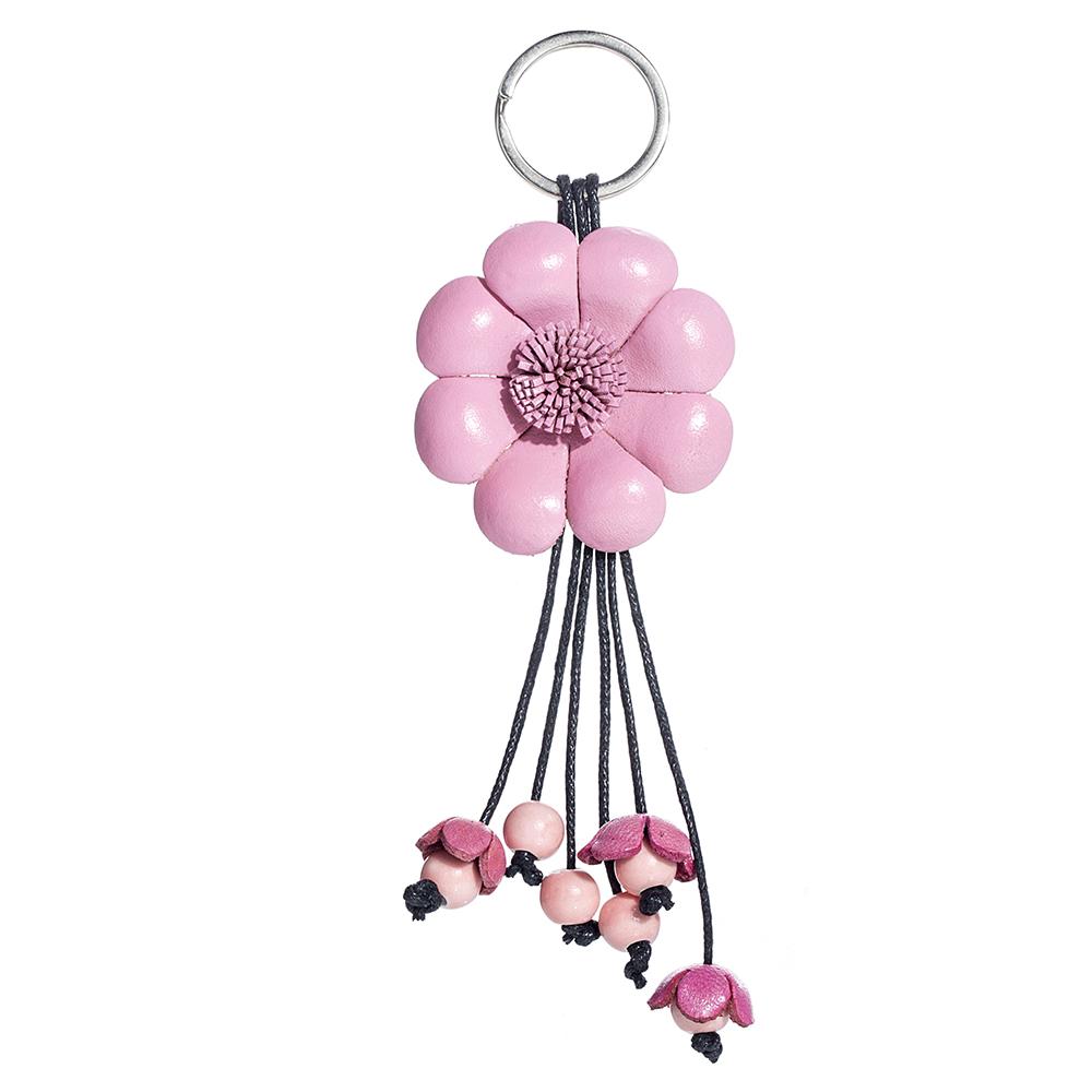 Vintage Schlüsselanhänger Blüten Leder Blumen Pendant leather Keychain Charm Y