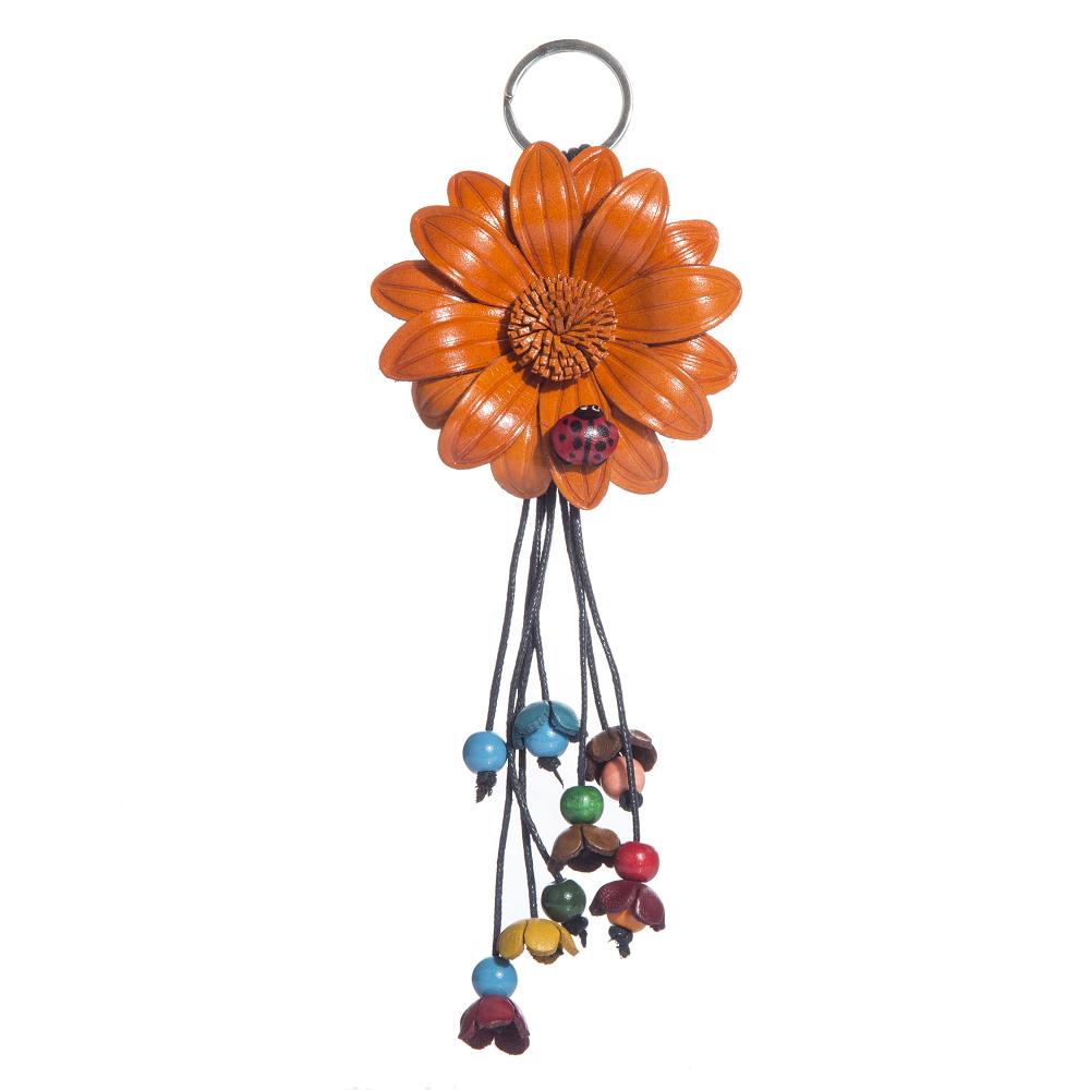 leather flowers keychain