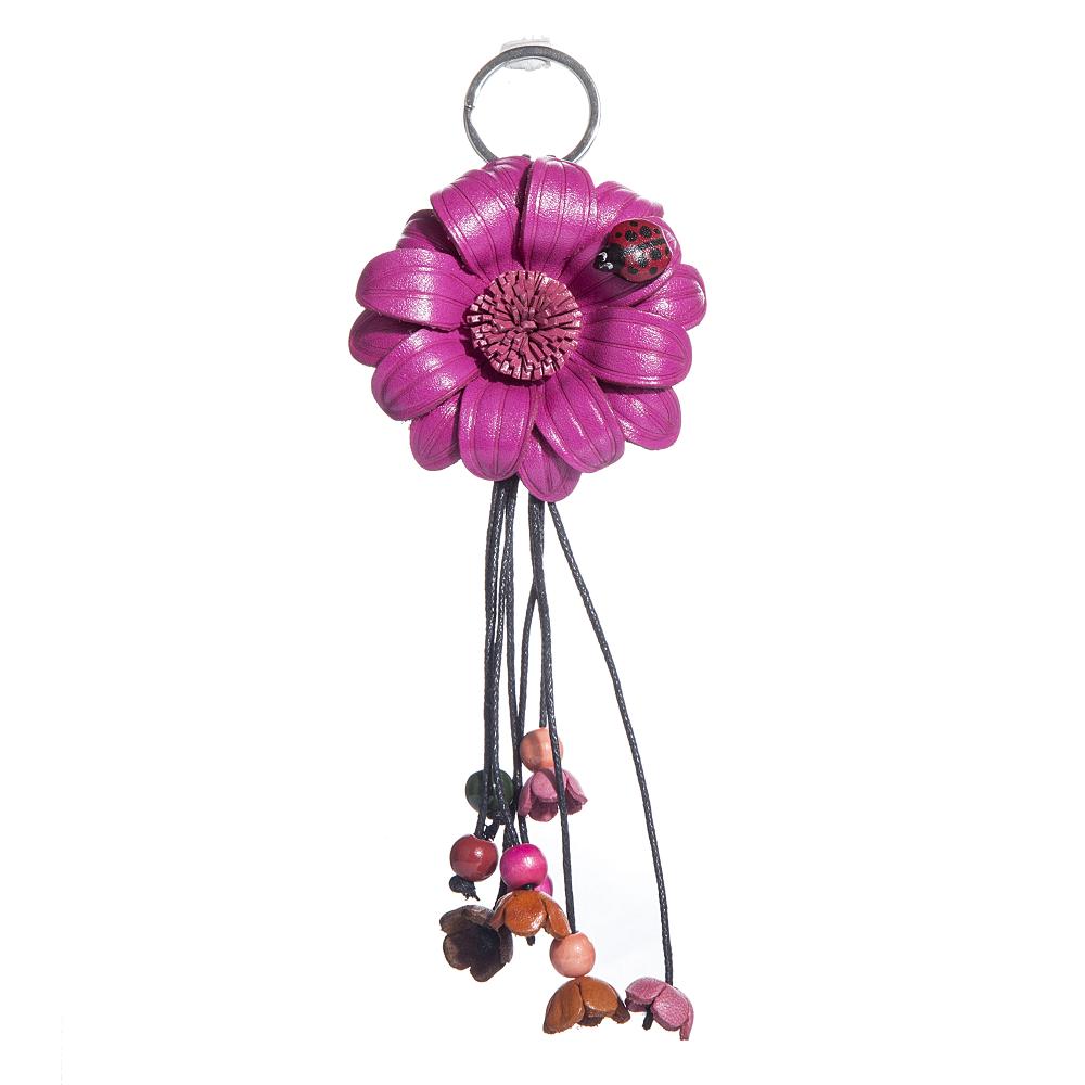 hand made real genuine leather flower keychain bag charm hang tag