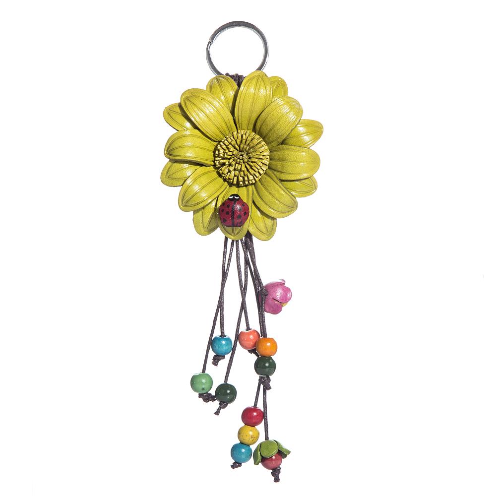 hand made real genuine leather flower keychain bag charm hang tag