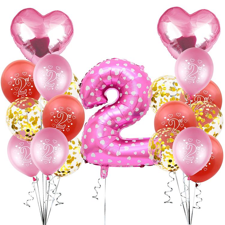 2 years old birthday balloon set five star love aluminum foil balloon set