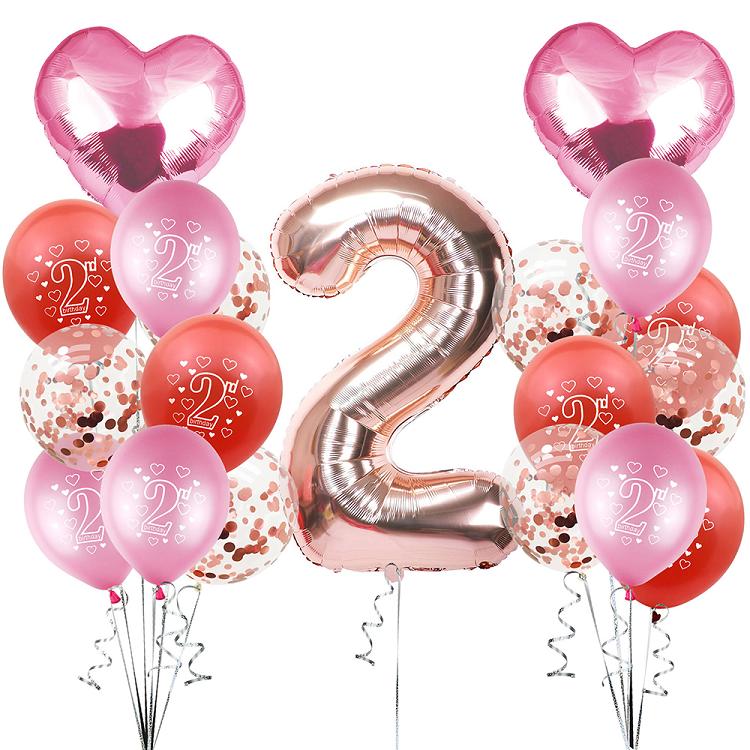 2 years old birthday balloon set five star love aluminum foil balloon set