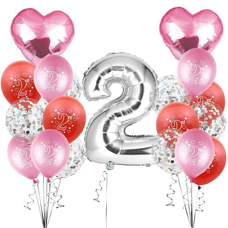 2 years old birthday balloon set five star love aluminum foil balloon set