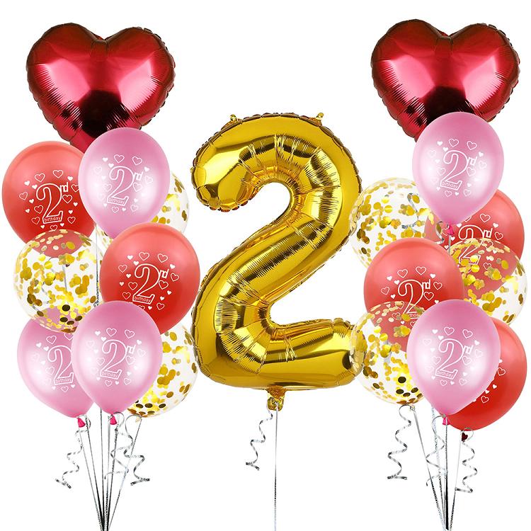 2 years old birthday balloon set five star love aluminum foil balloon set