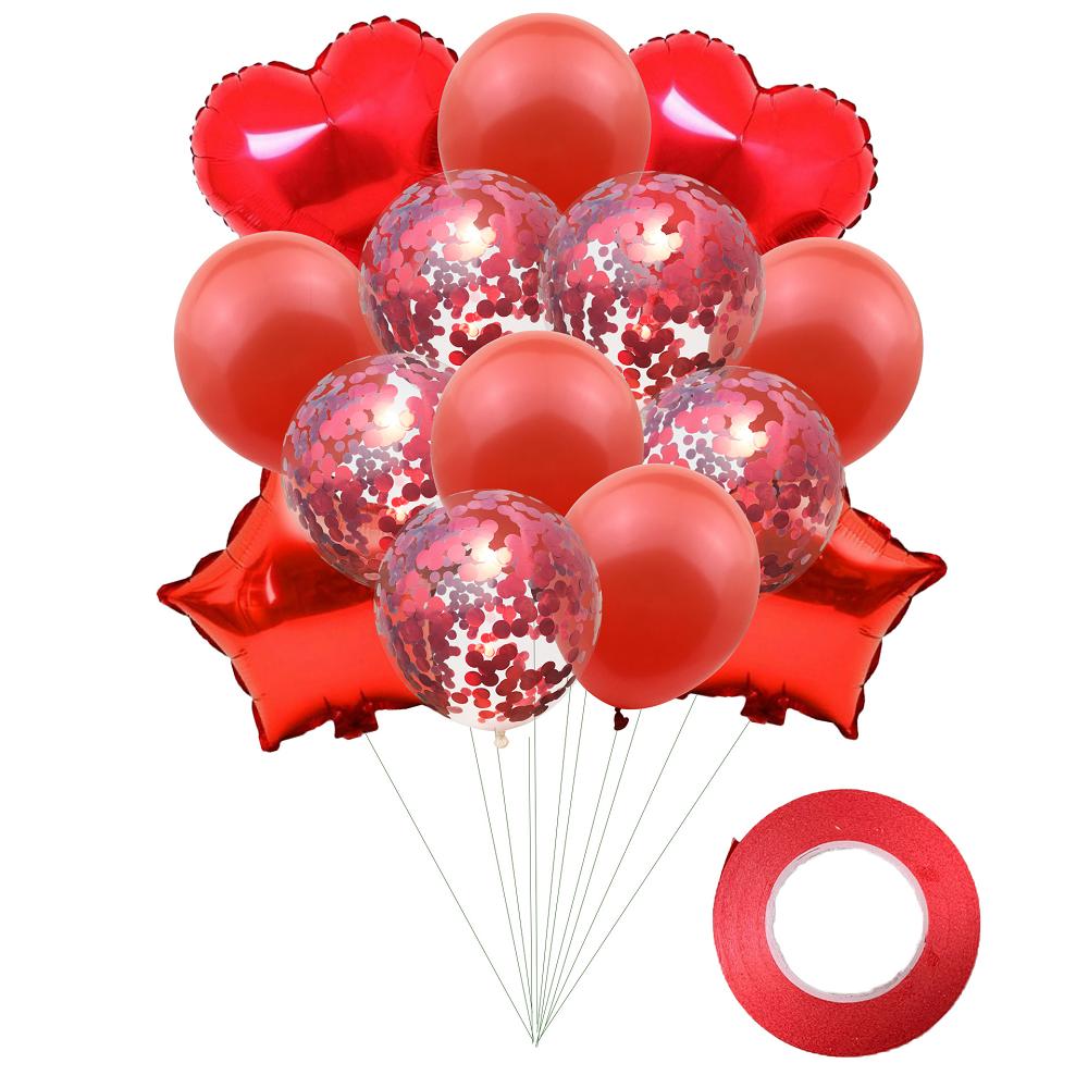 Pentagram love heart foil balloon set for Birthday Wedding party