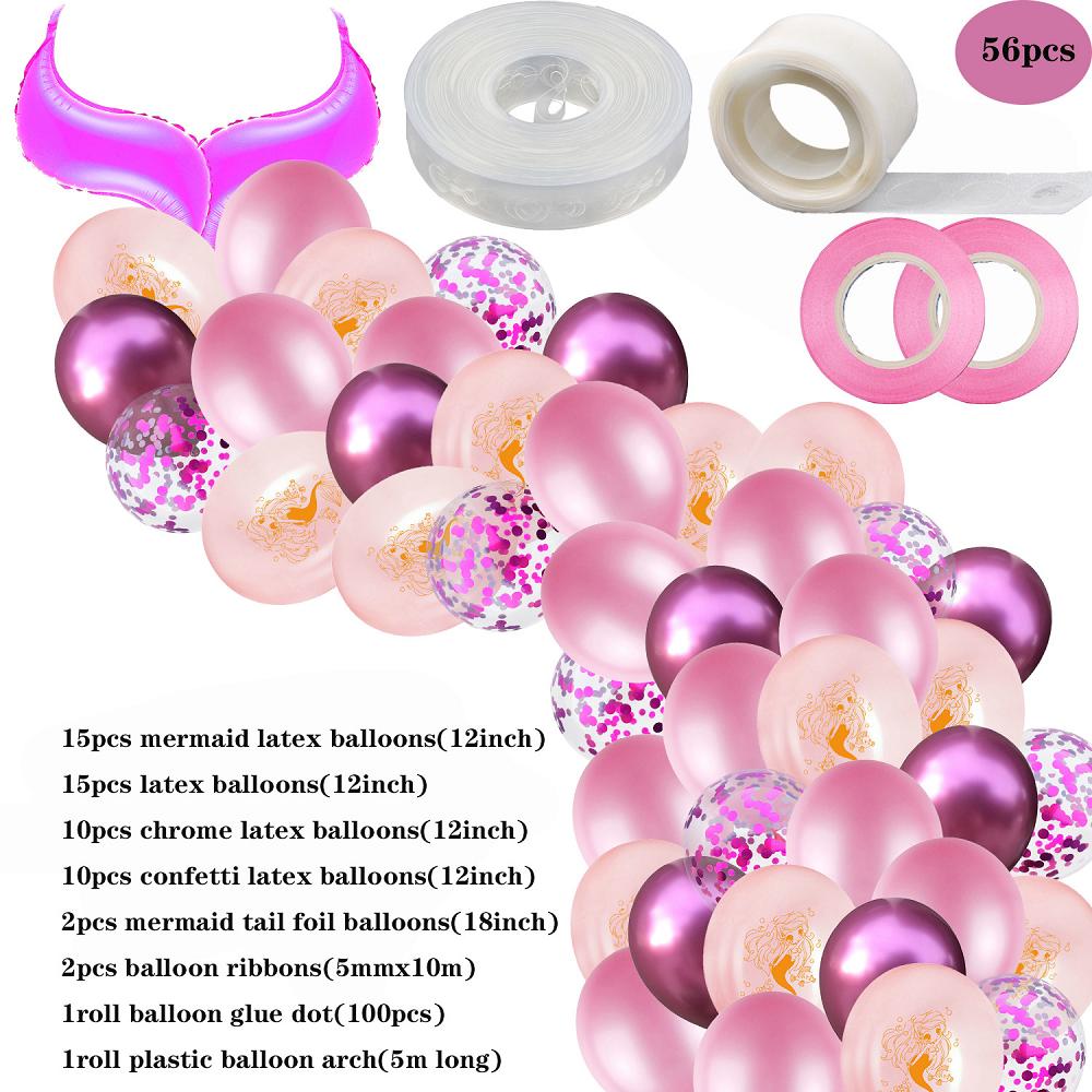Mermaid confetti latex balloons wedding arrangement birthday decoration party Set of 56 pcs