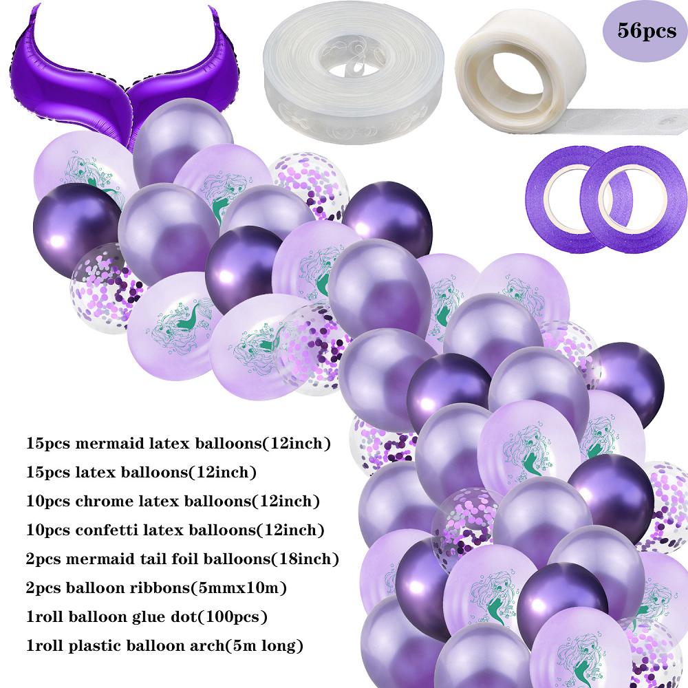 Mermaid confetti latex balloons wedding arrangement birthday decoration party Set of 56 pcs