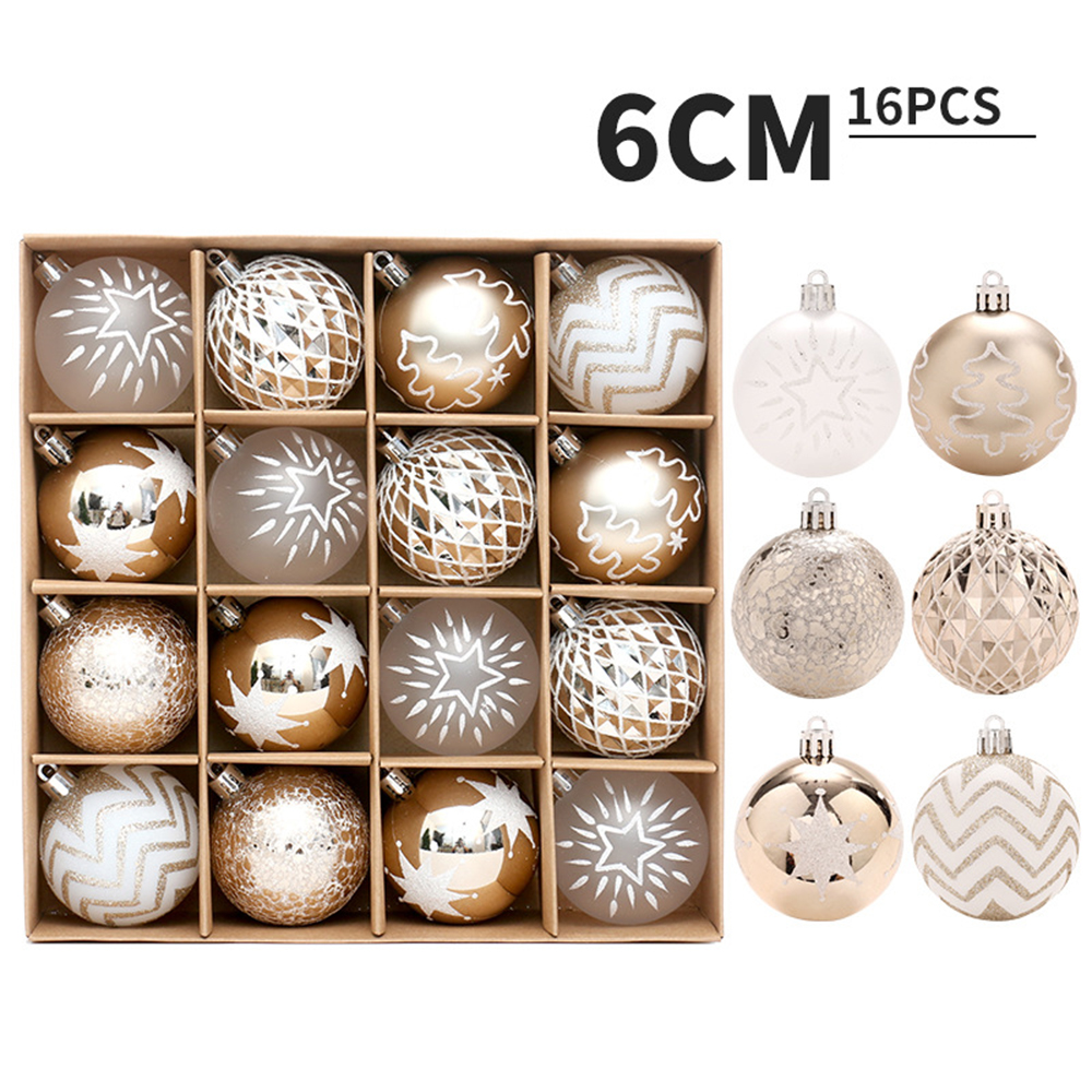 16 champagne gold and white Christmas ball decorations