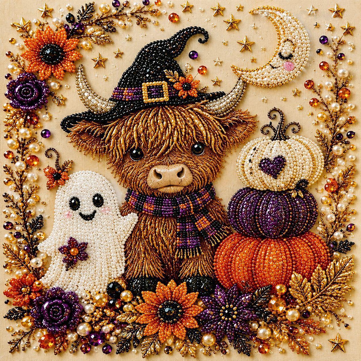 20*20cm Halloween Ghost Pearl Art DIY Kit, Pearl Art DIY Kit Set, Ghost Theme Design, DIY Creative Activity, Art Craft Kit with Pearl Beads, Handmade Craft Project for Adults