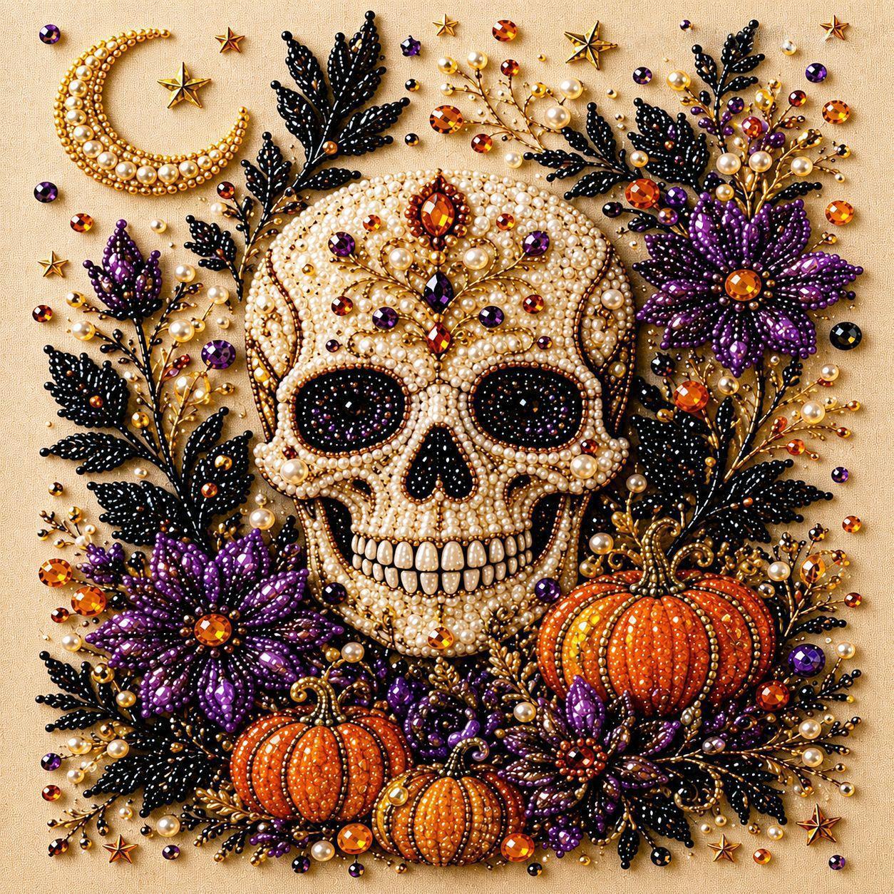 20*20cm Halloween Ghost Pearl Art DIY Kit, Pearl Art DIY Kit Set, Ghost Theme Design, DIY Creative Activity, Art Craft Kit with Pearl Beads, Handmade Craft Project for Adults