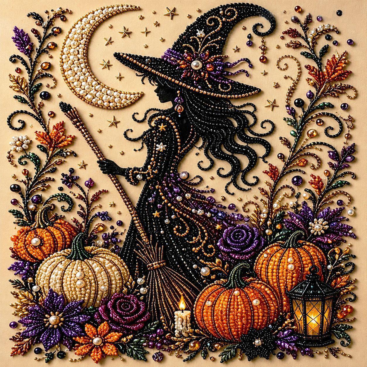 20*20cm Halloween Ghost Pearl Art DIY Kit, Pearl Art DIY Kit Set, Ghost Theme Design, DIY Creative Activity, Art Craft Kit with Pearl Beads, Handmade Craft Project for Adults