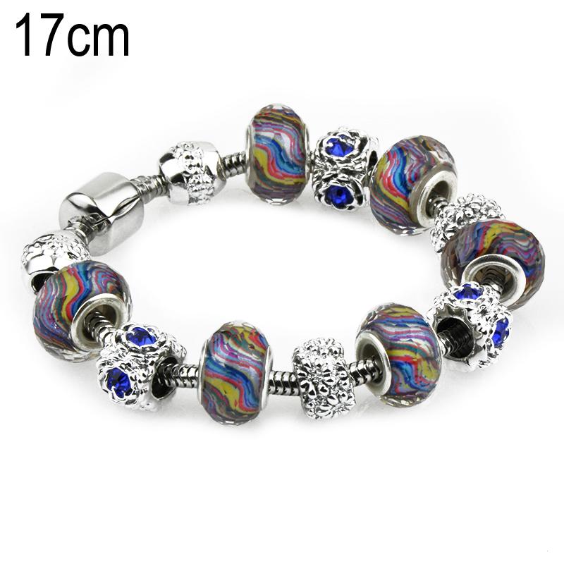 17 CM European Beads Stainless steel bracelets with Alloy beads