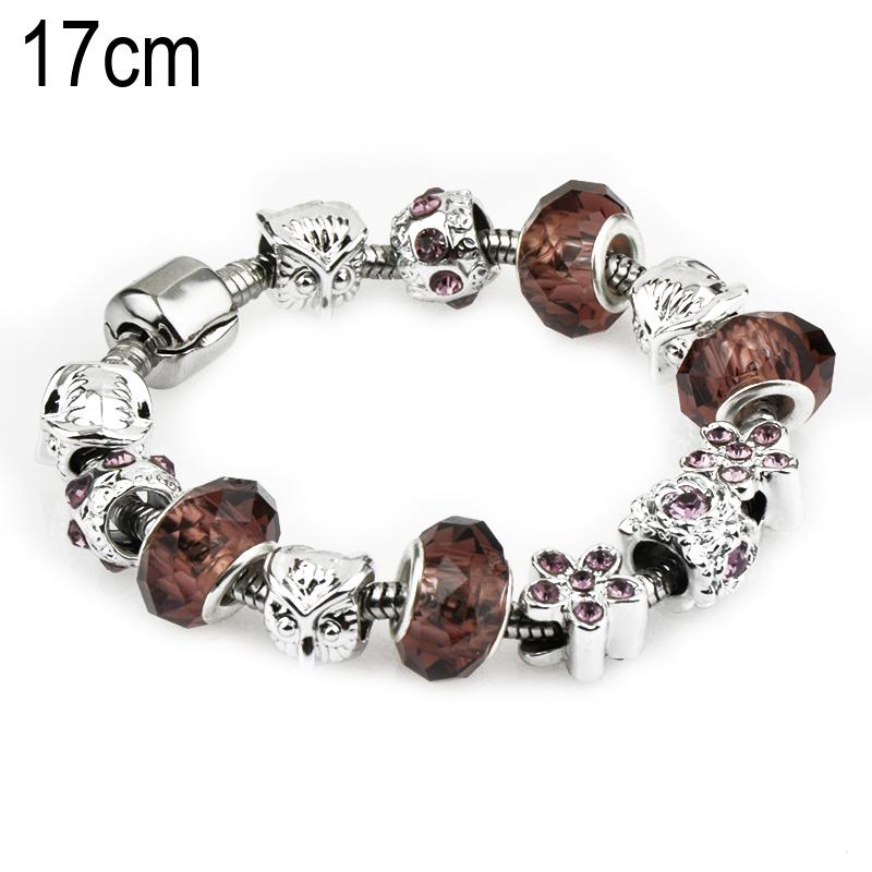 17 CM European Beads Stainless steel bracelets with Alloy beads