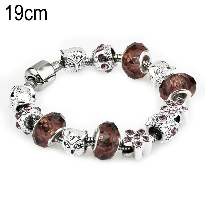 19 CM European Beads Stainless steel bracelets with Alloy beads