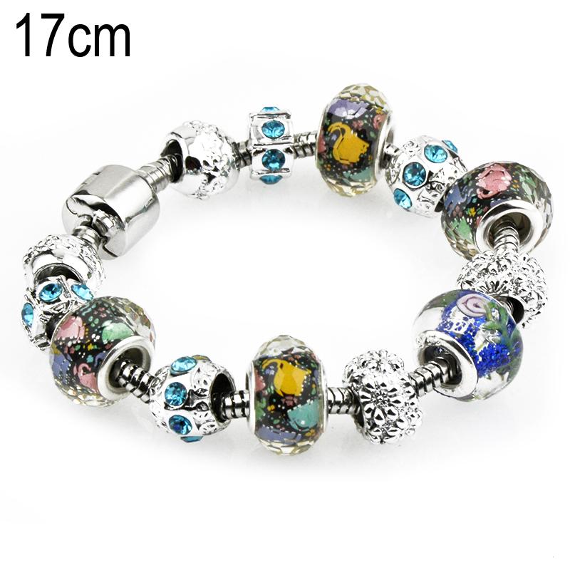 17 CM European Beads Stainless steel bracelets with Alloy beads