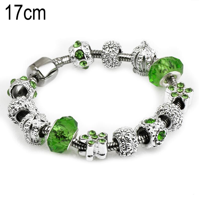 17 CM European Beads Stainless steel bracelets with Alloy beads