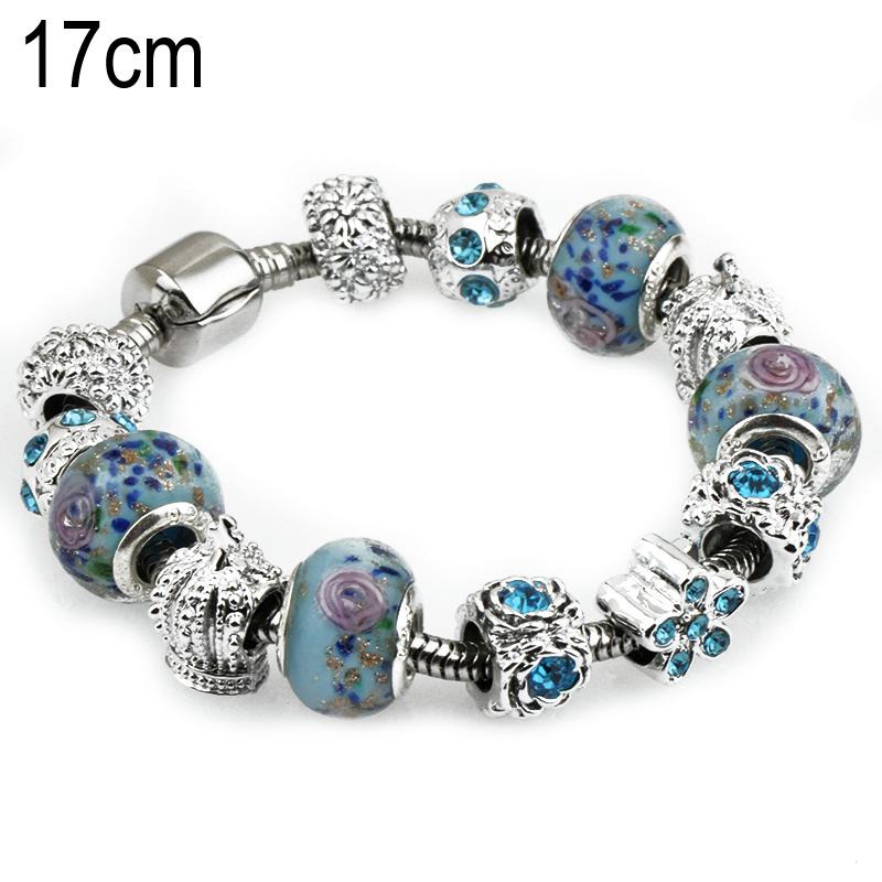 17 CM European Beads Stainless steel bracelets with Alloy beads