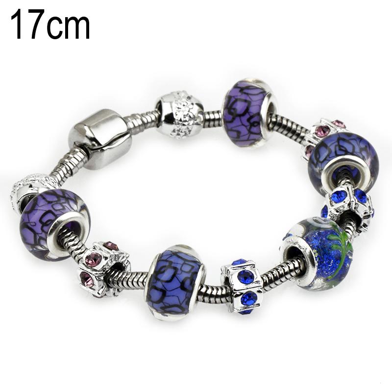 17 CM European Beads Stainless steel bracelets with Alloy beads