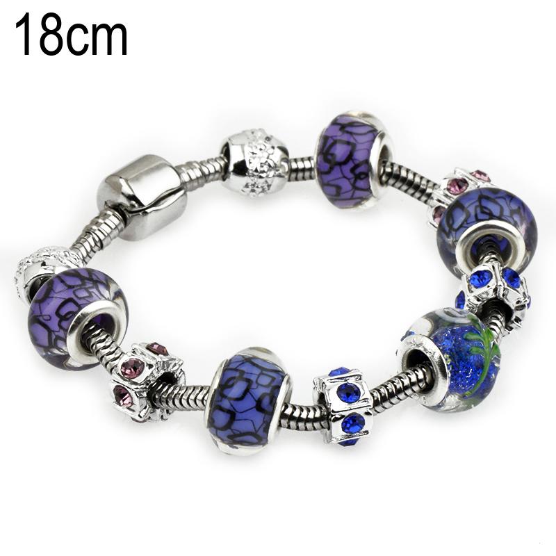 18 CM European Beads Stainless steel bracelets with Alloy beads