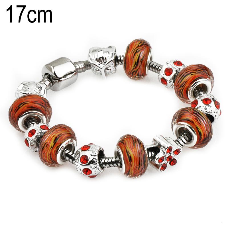 17 CM European Beads Stainless steel bracelets with Alloy beads