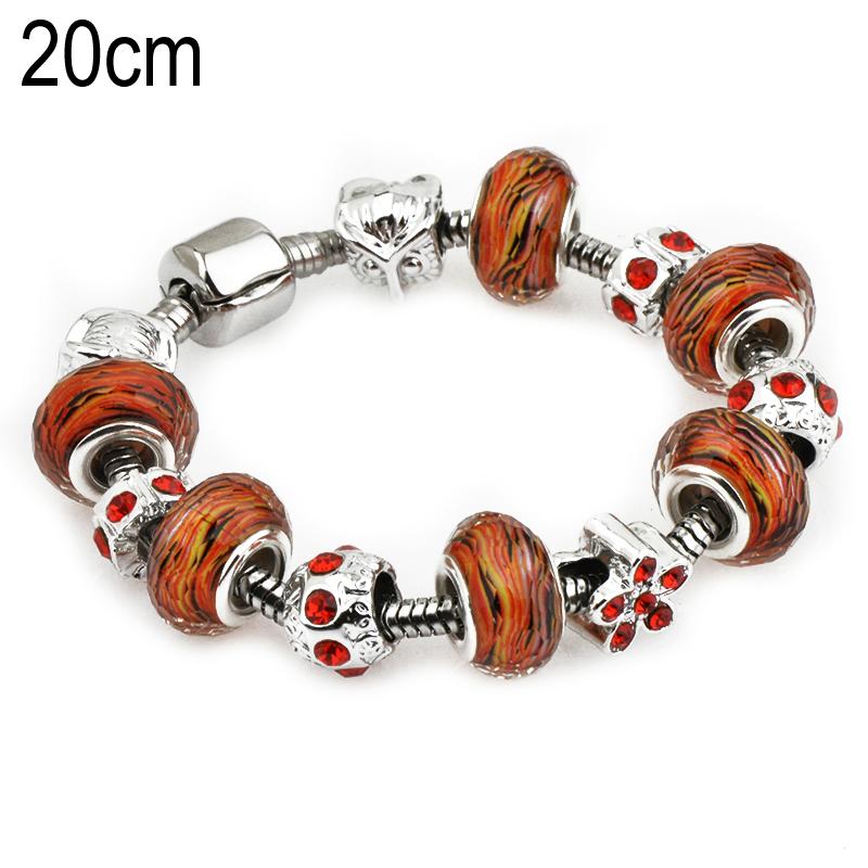 20 CM European Beads Stainless steel bracelets with Alloy beads