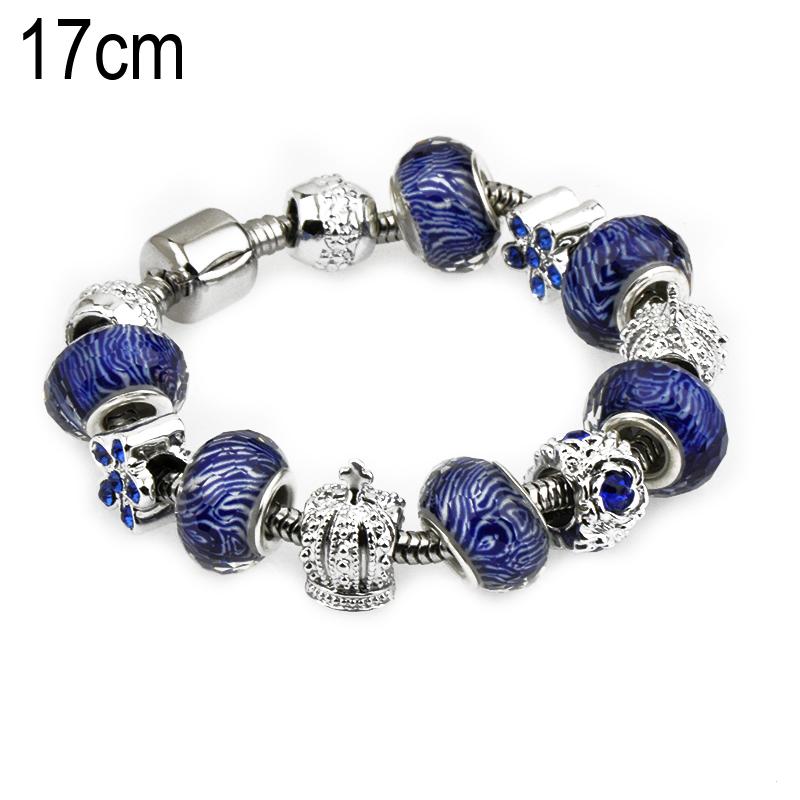 17 CM European Beads Stainless steel bracelets with Alloy beads