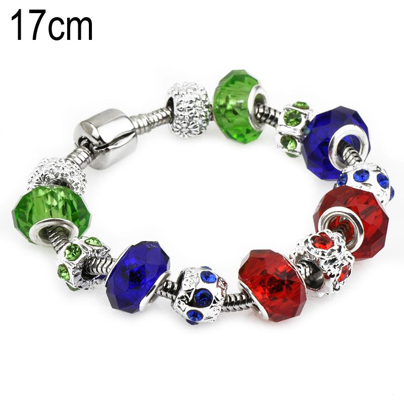 17 CM European Beads Stainless steel bracelets with Alloy beads