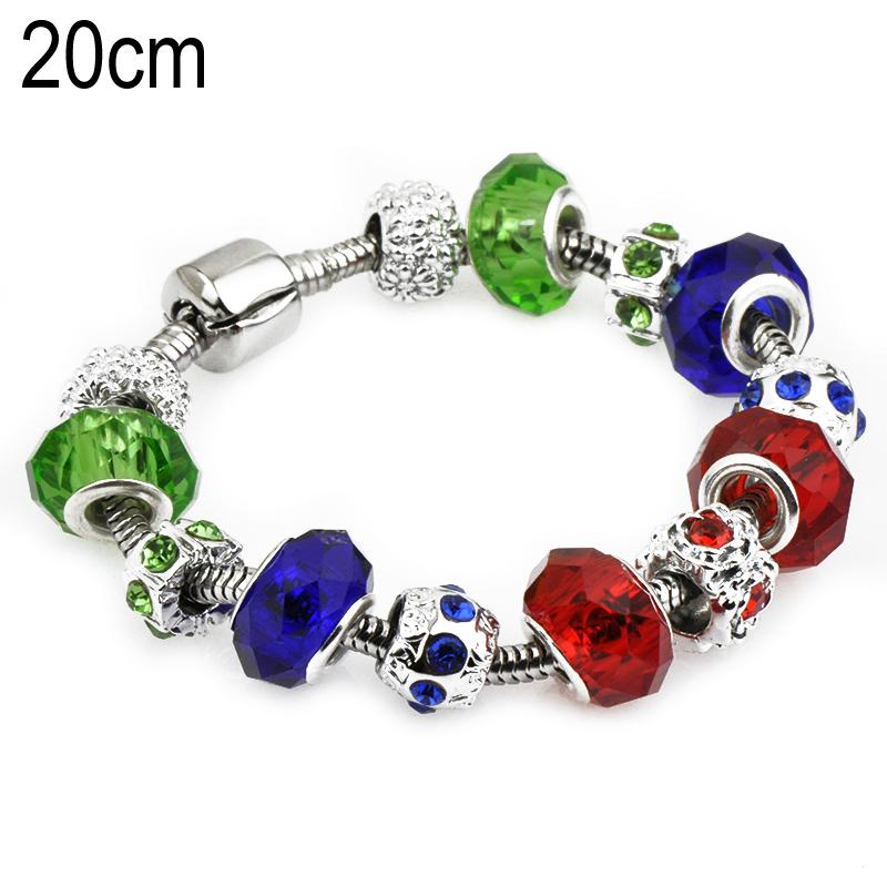 20 CM European Beads Stainless steel bracelets with Alloy beads