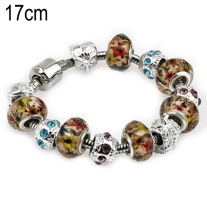 17 CM European Beads Stainless steel bracelets with Alloy beads