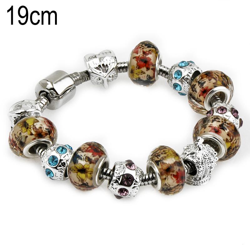 19 CM European Beads Stainless steel bracelets with Alloy beads