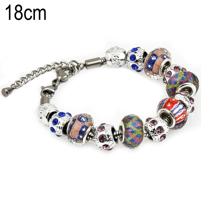 18 CM European Beads Stainless steel bracelets with Alloy beads