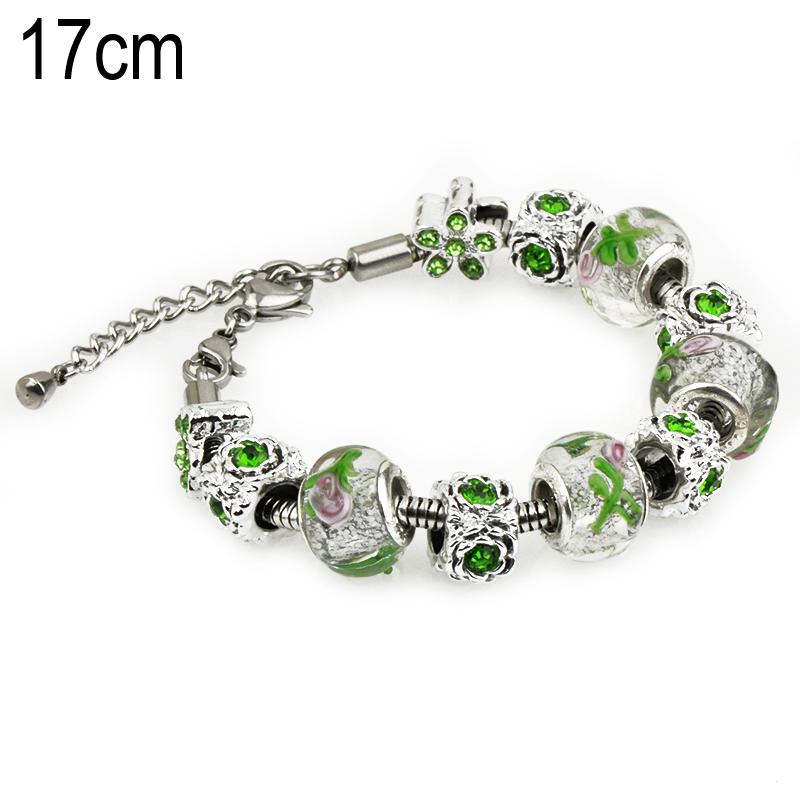 17 CM European Beads Stainless steel bracelets with Alloy beads