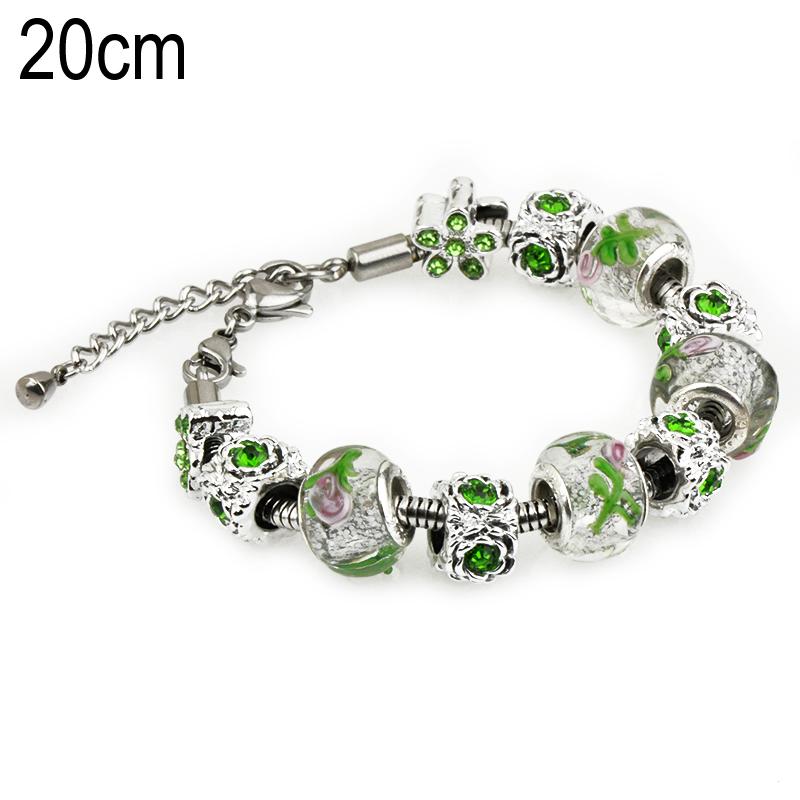 20 CM European Beads Stainless steel bracelets with Alloy beads