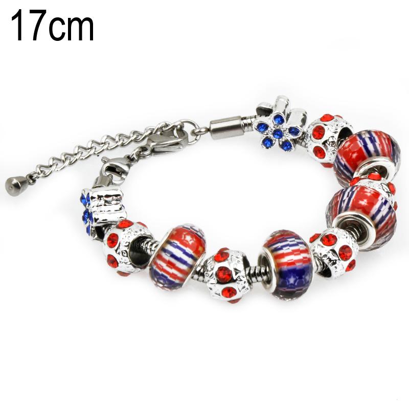 17 CM European Beads Stainless steel bracelets with Alloy beads