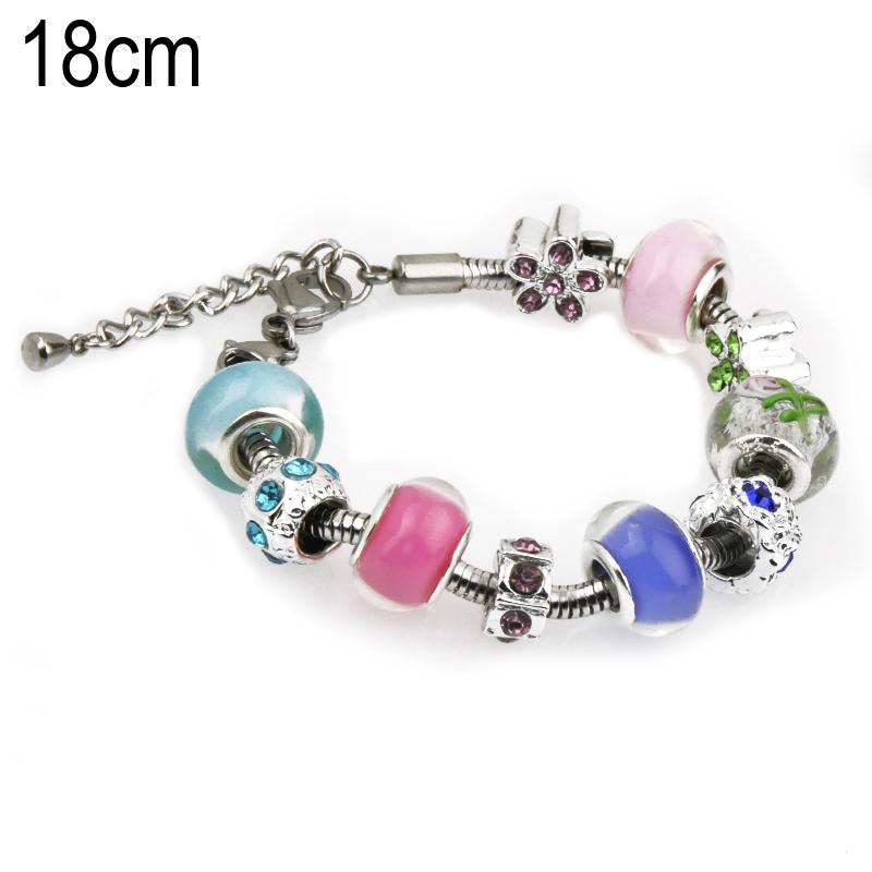 18 CM European Beads Stainless steel bracelets with Alloy beads