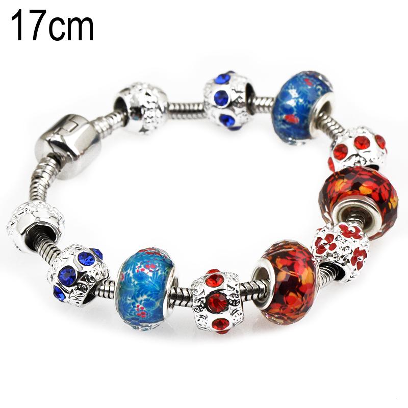 17 CM European Beads Stainless steel bracelets with Alloy beads