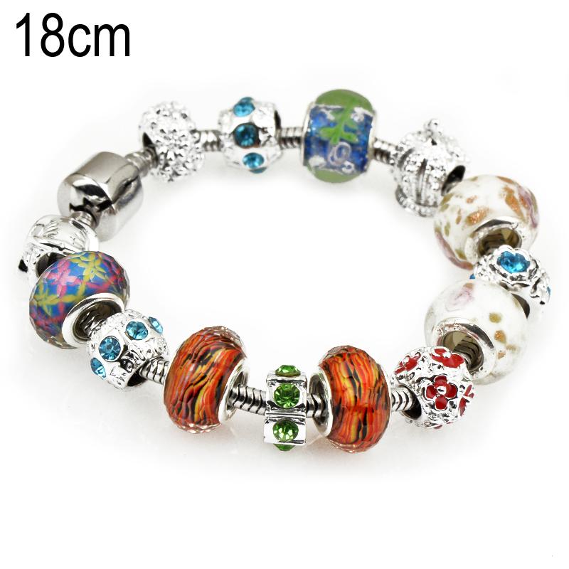 18 CM European Beads Stainless steel bracelets with Alloy beads