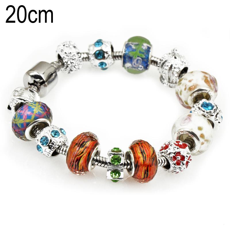 20 CM European Beads Stainless steel bracelets with Alloy beads