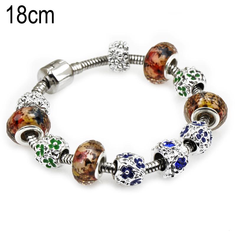 18 CM European Beads Stainless steel bracelets with Alloy beads