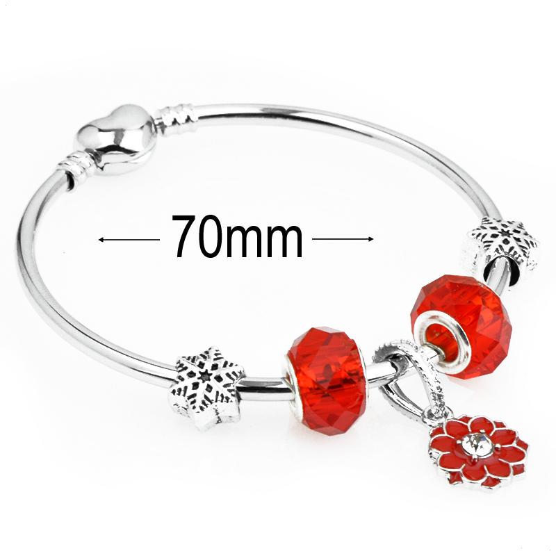 diameter 70 mm European Beads Bangle with heart buckle