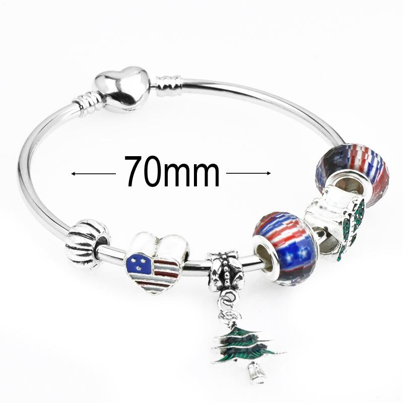 diameter 70 mm European Beads Bangle with heart buckle For Christmas