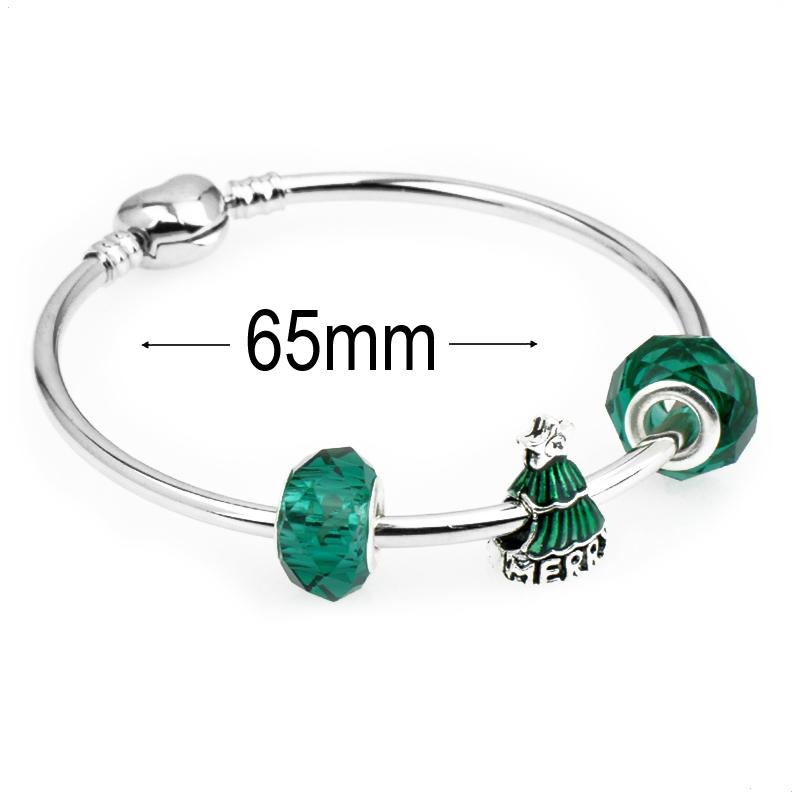 diameter 65 mm European Beads Bangle with heart buckle For Christmas