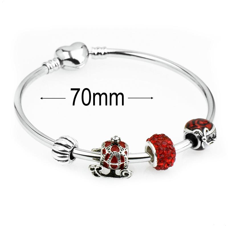 diameter 70 mm European Beads Bangle with heart buckle For Christmas