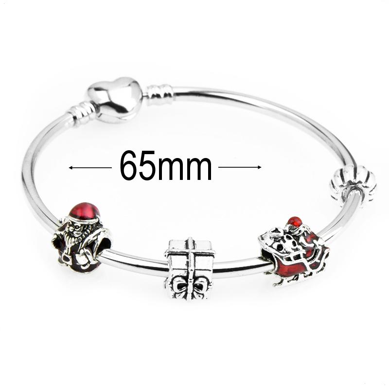 diameter 65 mm European Beads Bangle with heart buckle For Christmas